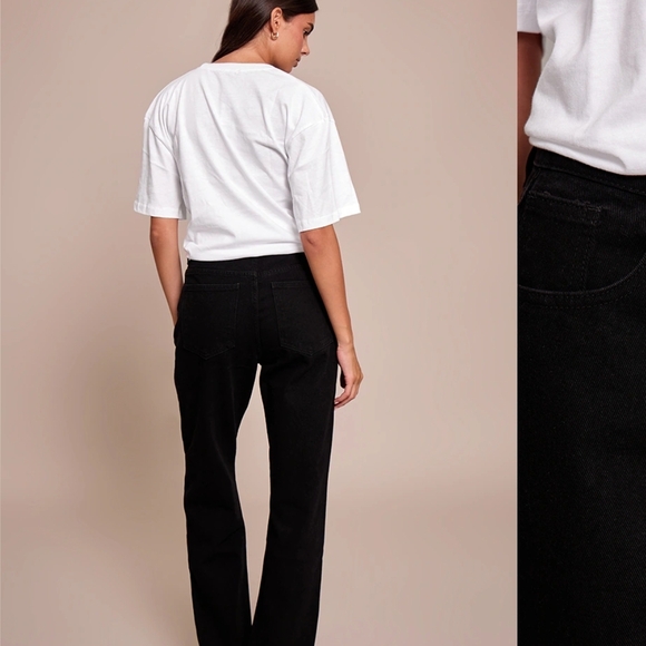 NWTPrettyLittleThing Charcoal Washed Black High Waist StraightLeg DenimJean sz 8 - Picture 3 of 14